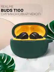 Красный чехол на Realme Buds T100, T110 силиконовый для наушников КАРТОФАН защитный матовый