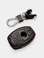 Кожаный чехол для смарт ключа красная нить Mercedes-Benz c200, GLK300, R350 №772