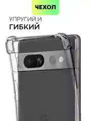 Прозрачный противоударный чехол для Google Pixel 7A силиконовый BROSCORP с защитой углов и камер