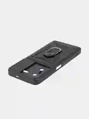 Черный чехол для Tecno Pova 5 противоударный КАРТОФАН пластиковый с кольцом-магнитом и шторкой