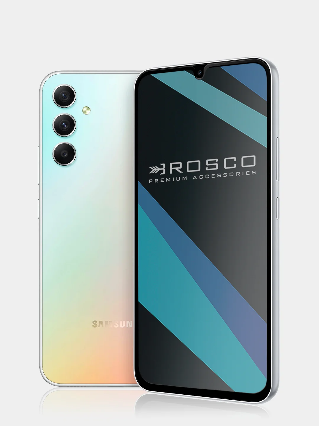 Белый стекло для Samsung Galaxy A34, M34 защитное ROSCO с олеофобным покрытием и рамкой, матовое