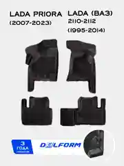 Черный коврики в машину Lada 2110-2112 (1995-14) Lada Priora (2007-24) с бортами/EVA-ячейками
