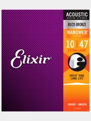 Струны для акустической гитары Elixir 11002 80-20 Bronze Nanoweb Extra Light 10-47