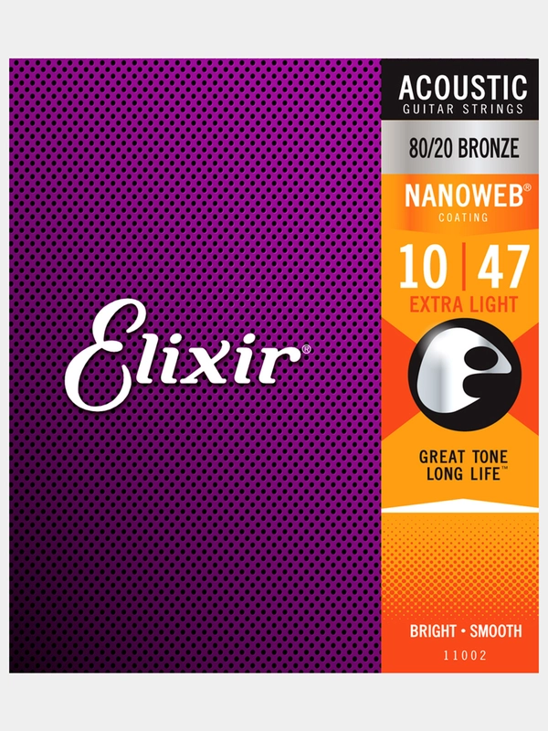 Струны для акустической гитары Elixir 11002 80-20 Bronze Nanoweb Extra Light 10-47