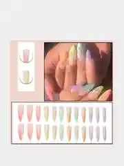Угольный накладные ногти с дизайном, 24 штуки + клей