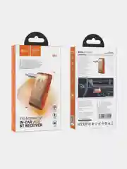 Оранжевый aux, Bluetooth ресивер Hoco E66, автомобильный Bluetooth адаптер, c LED индикатором