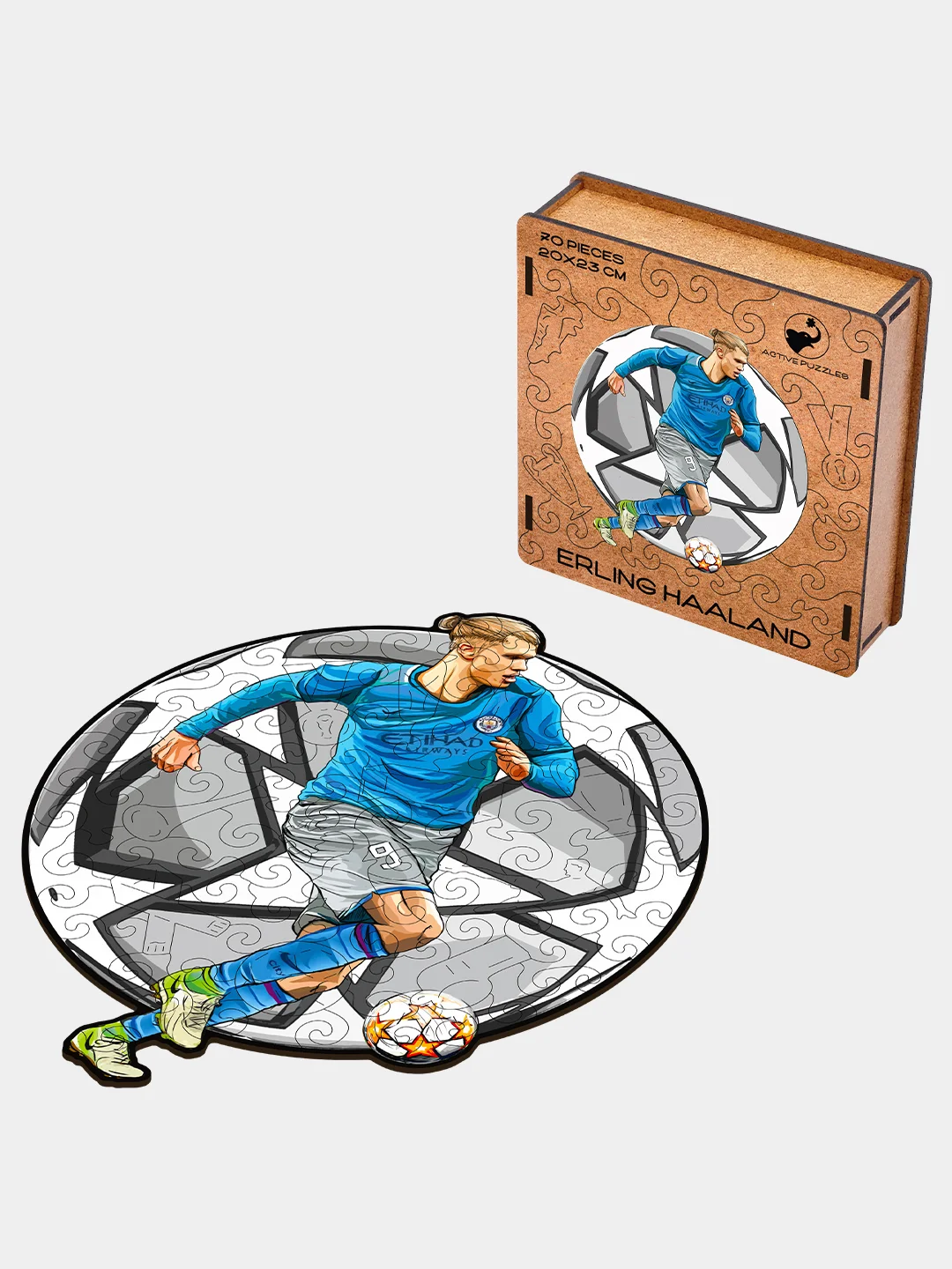 Деревянный фигурный пазл Active Puzzles "Эрлинг Холанд",20х23 см, 70 деталей