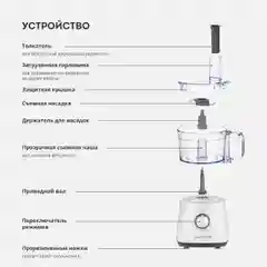 Кухонный комбайн GALAXY LINE GL 2312, 850 Вт