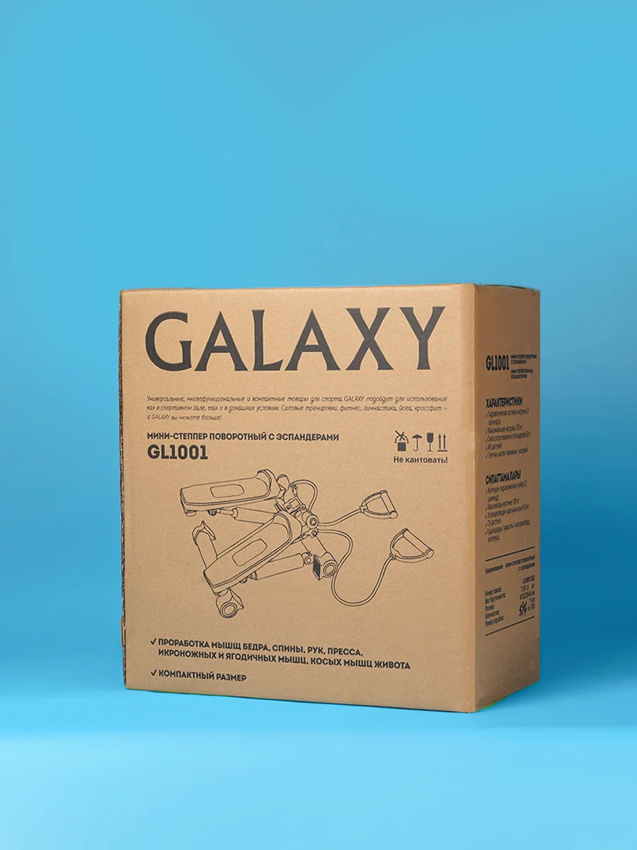 Мини-степпер поворотный с эспандерами GALAXY LINE GL1001, до 100 кг, 40х37х18 см