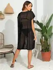 Черный пляжное платье, парео накидка, туника пляжная