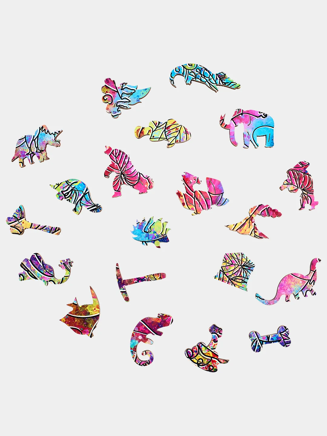 Деревянный фигурный пазл Active Puzzles "Забавный динозавр", 33х26 см, 112 деталей