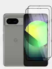 Прозрачный стекло 1-2 шт для Google Pixel 8 защитное BROSCORP с олеофобным покрытием, черной рамкой