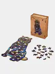 Деревянный фигурный пазл Active Puzzles "Дикий тигр (цветной)", 39х24 см, 190 деталей