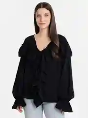 Угольный блузка женская с рюшами