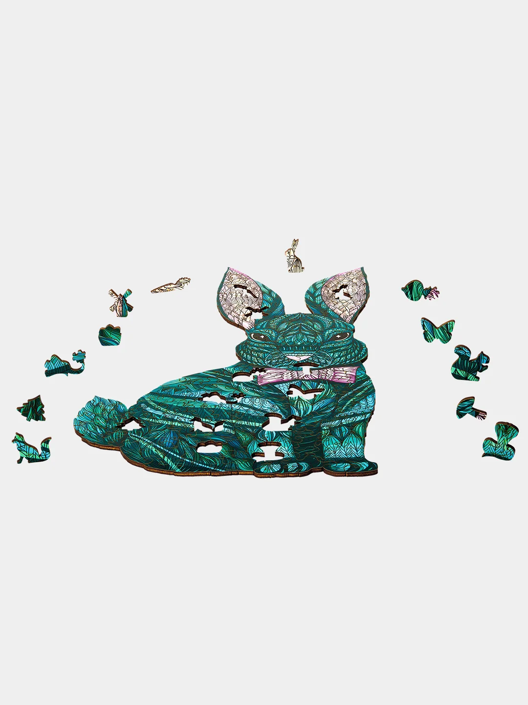 Деревянный фигурный пазл Active Puzzles "Мистер кролик(мятный)", 41х24 см, 200 деталей