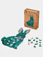 Деревянный фигурный пазл Active Puzzles "Мистер кролик(мятный)", 41х24 см, 200 деталей