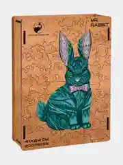 Деревянный фигурный пазл Active Puzzles "Мистер кролик(мятный)", 41х24 см, 200 деталей
