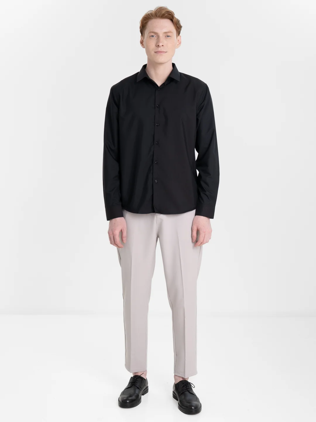 Черный рубашка классическая с длинным рукавом, приталенная Slim fit