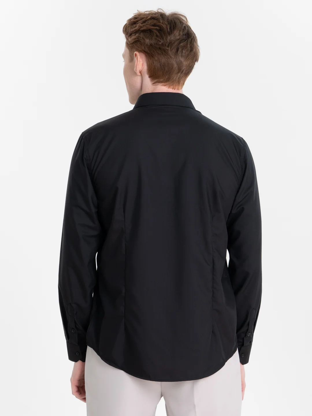 Черный рубашка классическая с длинным рукавом, приталенная Slim fit
