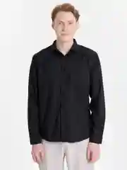 Черный рубашка классическая с длинным рукавом, приталенная Slim fit