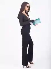 Черный джинсы женские  прямые straight с высокой посадкой