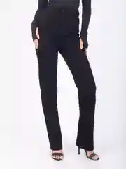 Черный джинсы женские  прямые straight с высокой посадкой
