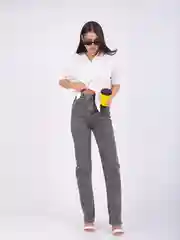 Джинсы женские  прямые straight с высокой посадкой