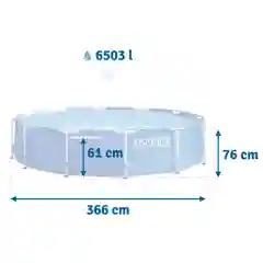 Голубой каркасный бассейн Metal Frame 366х76см, 6503л, Intex