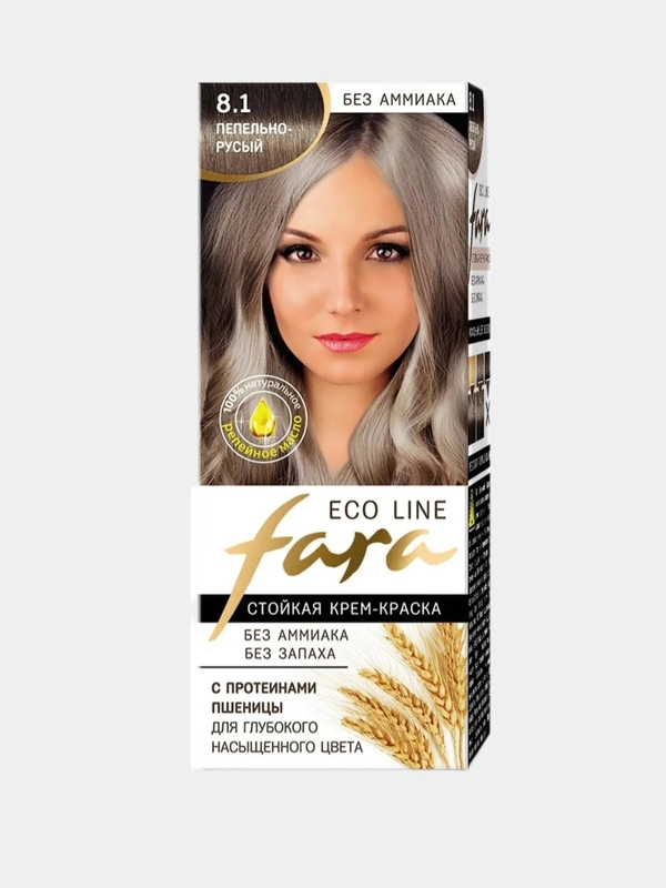 Крем-краска для волос Fara Eco Line 8.1 Пепельно-русый