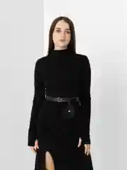 Серый платье трикотажное с поясом
