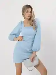 Голубой платье классическое