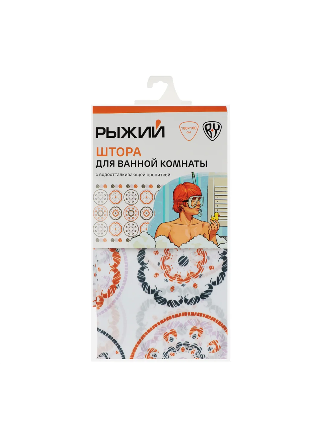 Шторка для ванной, текстиль с пропиткой, 180x180 см, 2 дизайна