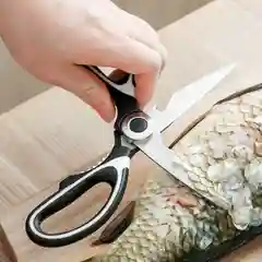 Черный ножницы кухонные универсальные с чехлом, орехоколом и открывашкой бутылок