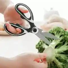 Черный ножницы кухонные универсальные с чехлом, орехоколом и открывашкой бутылок