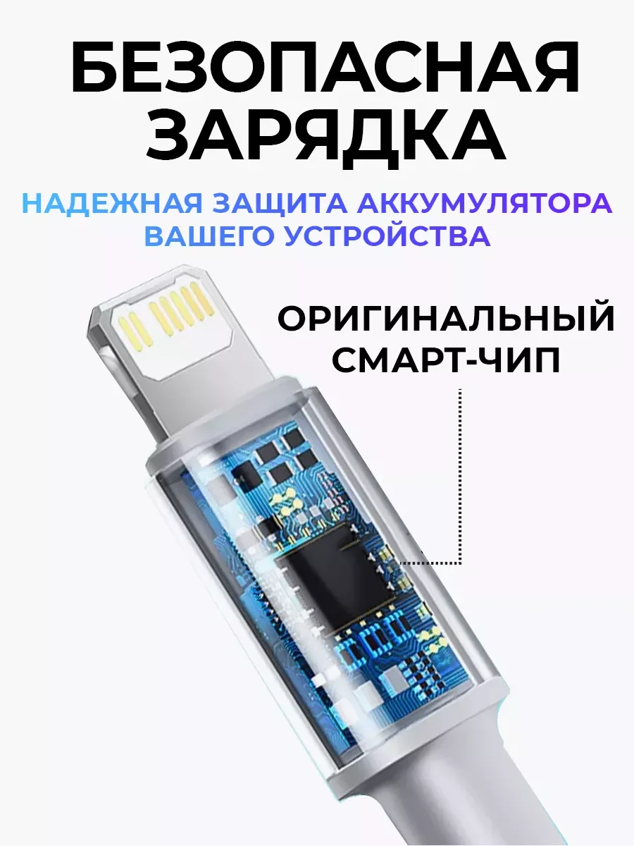 Кабель зарядный USB-C - Lightning для iPhone, 1 м 2 м