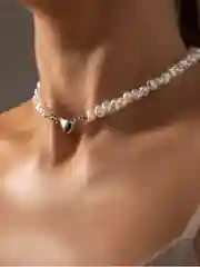 Серебряный ожерелье из жемчуга, чокер на шею, цепочка