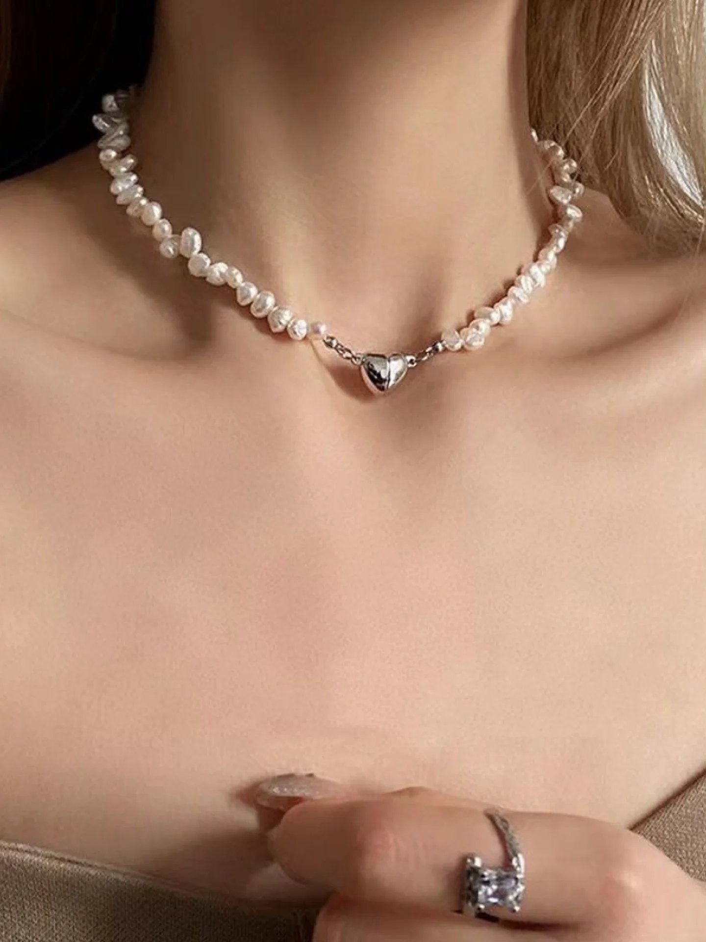 Серебряный ожерелье из жемчуга, чокер на шею, цепочка
