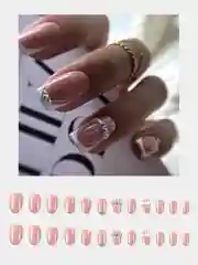 Конфетный накладные ногти с дизайном френч, 24 штуки