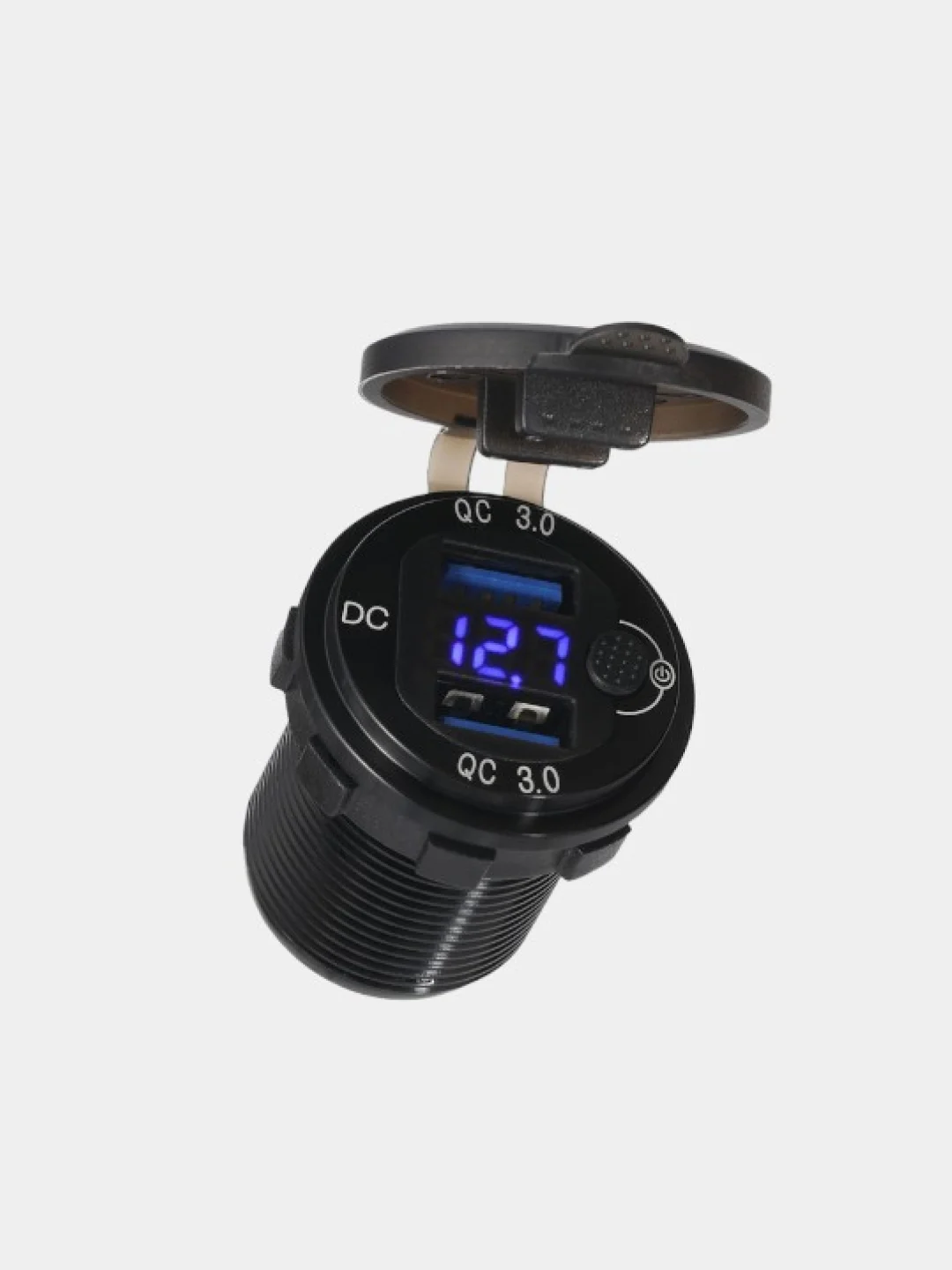 Синий разъём USB в авто врезной 12v-24v/ Быстрая зарядка / Розетка в авто адаптер прикуривателя