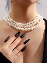 Серый меланж ожерелье из жемчуга, чокер на шею, цепочка