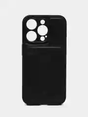 Кожаный чехол для iPhone 15 Pro (Айфон 15 Про), с карманом для карт