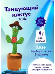 Коричневый танцующий кактус музыкальная развивающая мягкая игрушка. Повторюшка поет и танцует