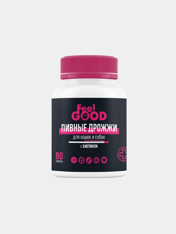 FeelGOOD Пивные дрожжи с биотином и чесноком для кошек и собак  (60 табл.)