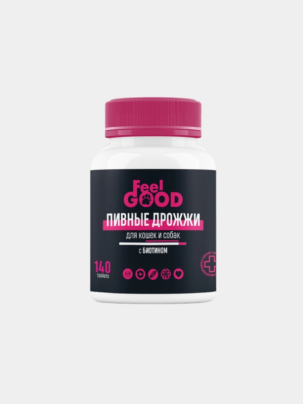 FeelGOOD Пивные дрожжи с биотином и чесноком для кошек и собак (140 табл.)