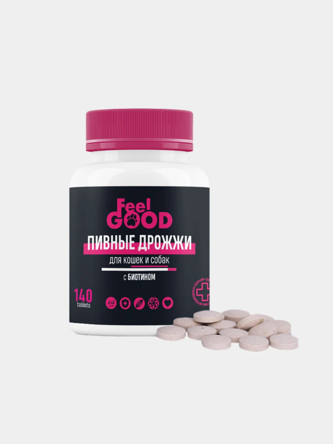 FeelGOOD Пивные дрожжи с биотином и чесноком для кошек и собак (140 табл.)