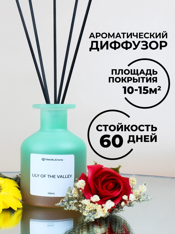 Диффузор ароматический для дома с палочками IQTRAVELS - 100 мл в подарок