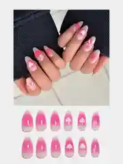 Конфетный накладные ногти с дизайном, 24 штуки + клей