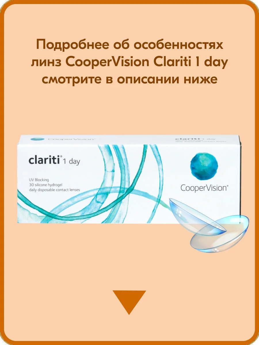 Прозрачный контактные линзы CooperVision clariti 1-day, 30 шт, 1 день, -0,50, - -10,00