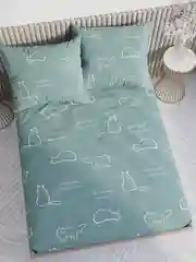 Простынь Milky Garden "КОТИКИ (мята)" сатин 150х215, 200х215, 240х215