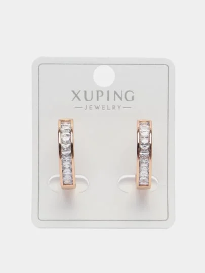 Золотой серьги-кольца Swarovski, серьги сваровский, серьги с кристаллами